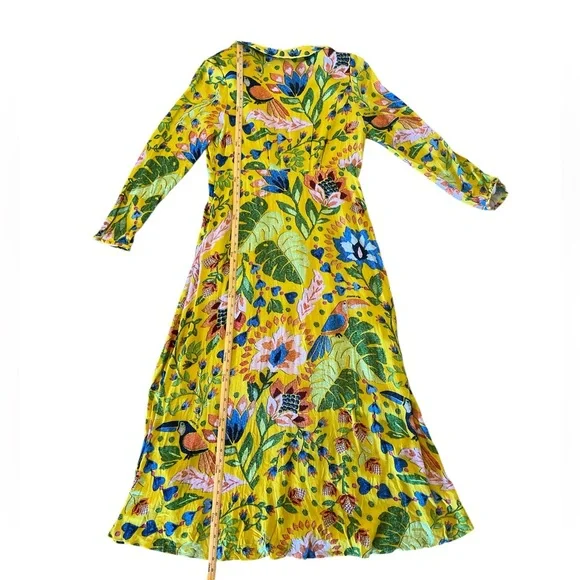 NWT originally $220 Farm Rio Long Sleeve Summer Garden Yellow Maxi Dress XL - Picture 9 of 16
